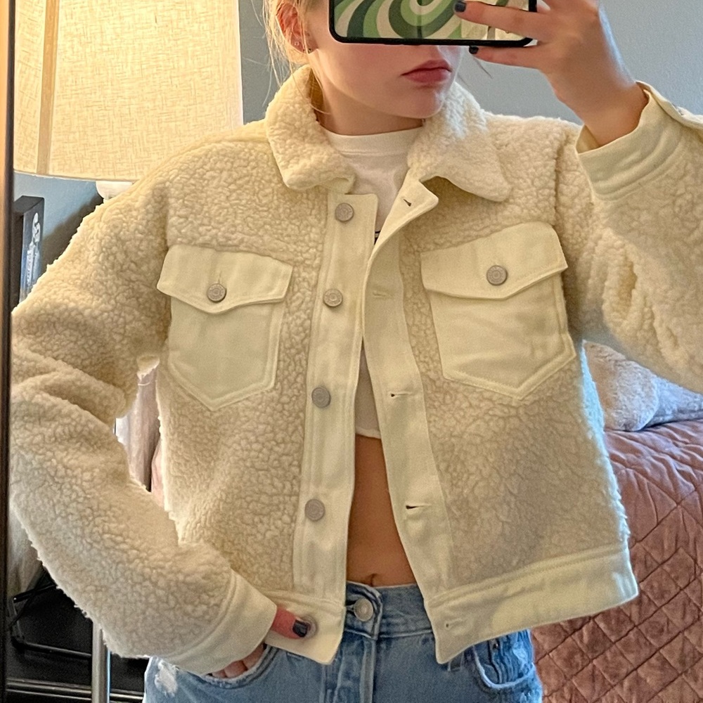 pacsun cream fluffy jacket
